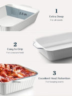 DOWAN Casserole Dish, 9x13 Ceramic Baking Dish, Large Lasagna Pan Deep for Oven, 4.2 Quarts Baking Pan with Handles, Oven Safe and Durable Bakeware for Lasagna, Home Decor, Wedding Gift, Soft White