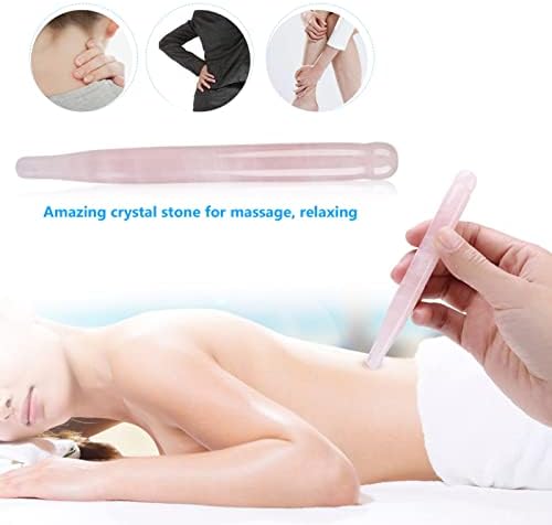 ZJchao Massage Stone Wand Massage Stick, Jade Massage Crystal Wand Gua Sha Scraping Massage Tools Guasha Beauty Tool for Skin Rejuvenation Jade Stone Massage Wand ()