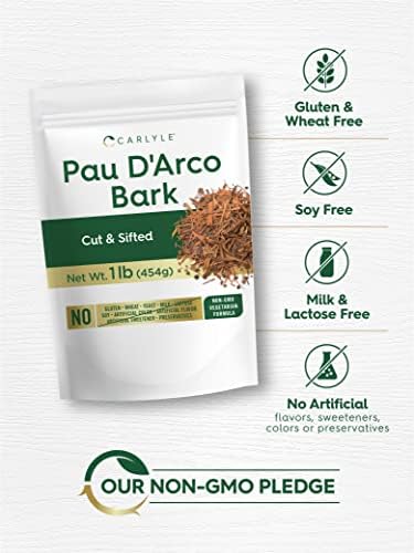 Carlyle PAU D'Arco Bark 1 lb Bag | Cut & Sifted | Vegetarian | Non-GMO, Gluten Free | Bulk Size