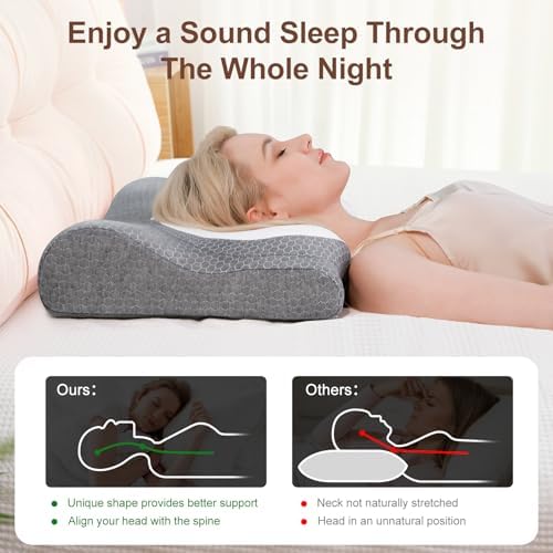 Cervical Pillow for Neck and Shoulder,Ergonomic pillow for neck pain relief,Cervical neck pillow Contour Bed Pillow,Memory foam neck pillow Soft for Side Sleepers, Back and Stomach Sleepers