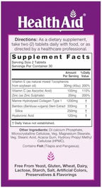HealthAid Collagen Complex – Marine Hydrolyzed Collagen with Hyaluronic Acid, Vitamins C & E, and Zinc | 60 Tablets (2 Daily) to Support Skin Hydration & Elasticity