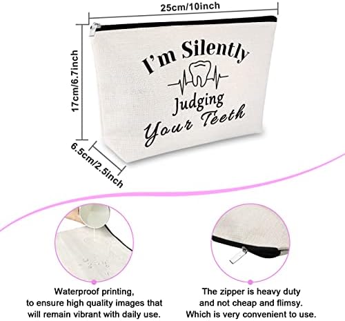 Dentist Gift Dental Gift for Women Makeup Bag Appreciation Presents for Dental Assistant Hygienist Cosmetic Bag Graduation Thank You for Her Birthday Retirement Keepsake Travel Cosmetic Pouch