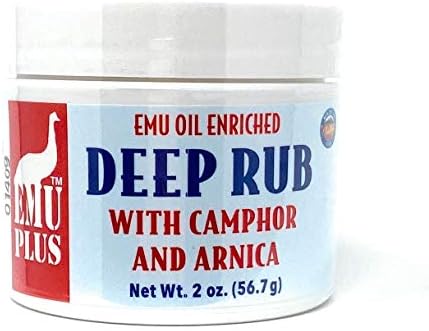 Montana Emu Ranch - EMUPlus Deep Rub with Camphor and Arnica 2 Ounce Jar - Made with 100% Pure Emu Oil - Formulated for Older, Active Athletes