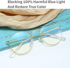 Blue Light Blocking Glasses Gaming Computer Phone Screen Eyeglasses Women Men Lightweight Slim Round Retro Metal Frame