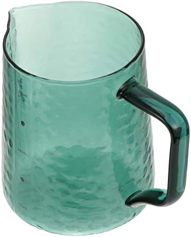 Hemoton Milk Frothing Pitcher Cup Clear Glass Espresso Steaming Pitcher Measuring Cups with Scale Cappuccino Pitcher Creamer Cup for Latte Art Green