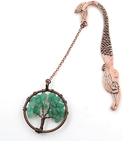 Copper Stone Tree of Life Bookmark Pendant Jewelry,Green Aventurine