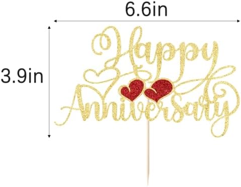 Gold Glitter Happy Anniversary Cake Topper ，Wedding/birthday/Anniversary Party Cake Topper Supplies