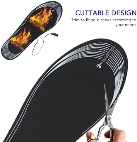 USB Heated Insoles Rechargeable Heating Insoles Multiple Sizes Electric Foot Warmer Mat for Camping, Fishing, Hiking