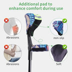 Forearm Crutches for Adults (1 Pair), Adjustable Arm Crutches, Crutch for Walking, Forearm Crutch Pads with Anti-Dorp Cuff, Elbow Cushion, Grip Cushion（Foliage）, for Broken Foot or Leg Injuries