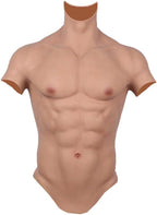 Realistic Fake Muscle Silicone Male Chest Half Body Suit with Lifelike Skin Texture, for Cosplay Halloween Props