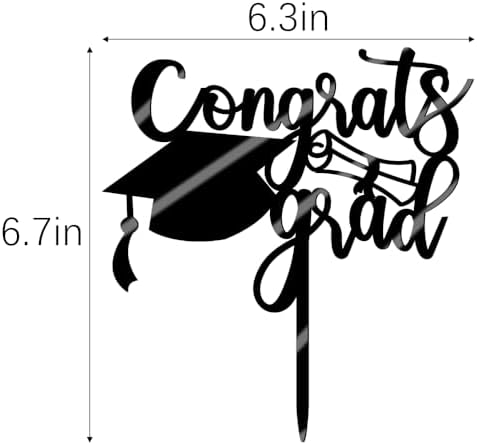 Congrats Grad Cake Topper,2026 Graduation Cake Topper, Congrats Grad Decorations,2026 High School/College/Senior Graduation Party Decorations Supplies. (Acrylic black)
