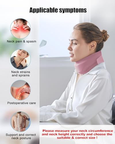 Neck Brace for Sleeping - Cervical Collar Relief Neck Pain and Neck Support Soft Foam Wraps Keep Vertebrae Stable for Relief of Cervical Spine Pressure for Women & Men Rose Pink Small Size
