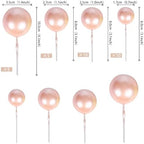 Rsstarxi 30 PCS Mini Balloons Cake Topper - DIY Insert Foam Balls Pick for Wedding, Anniversary, Birthday Party Decorations - Rose Gold