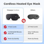 Heated Eye Mask for Dry Eyes, Cordless Warm Eye Compress, 4 Heat Levels, 4-Level Timing, 1000mAh Rechargeable, Blepharitis, Styes, Washable Cover, Travel, Gifts for Family(Black)