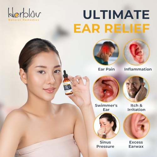 Organic Ear Oil for Ear Infections - Natural Eardrops for Infection Prevention, Swimmer's Ear & Wax Removal - Kids, Adults, Baby, Dog Earache Remedy - with Mullein, Garlic, Calendula, Made in USA