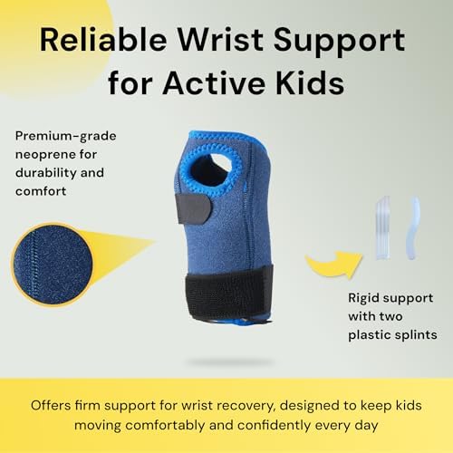 BraceUP Stabilized Kids Wrist Brace- Youth Wrist Support, Kids Wrist Splint, Child Wrist Brace for Daily Use, Boys and Girls height 3’3” to 4’11”, size 3-12 (Left Hand)