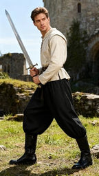 Men's Medieval Pirate Pants Linen Renaissance Viking Costume Trousers Baggy Harem Linen Pants for Cosplay