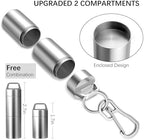 Small Pill Case (2 Compartments Design), Portable Metal Pill Holder Keychain, Waterproof Pill Box Container Mini Stainless Steel Pill Organizer for Travel Purse Pocket