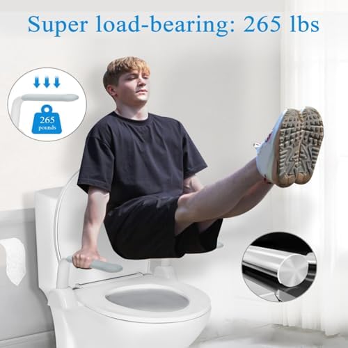 Toilet Safety Rails for Seniors, Adjustable Armrest, Space Saving, Stylish and Durable, Anti Slip and Anti Fall, Suitable for Elderly, Disabled, Pregnant Women with Armrest Toilet Safety Rail