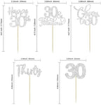30 Pack Happy 30th Birthday Cupcake Toppers Silver Glitter Thirty Cheers to 30 Birthday Cupcake Picks for Happy 30th Birthday Anniversary Party Cake Decorations Supplies