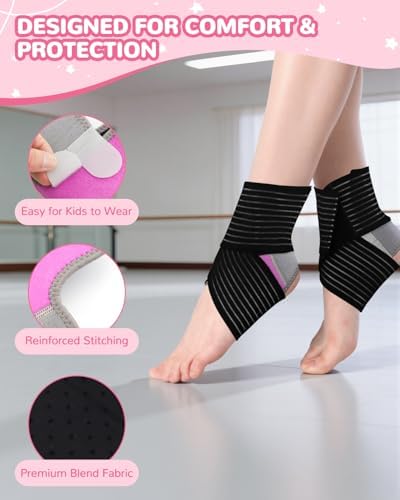 6 PCS Kids Ankle Brace Set, Ankle Support Wraps, Knitted Ankle Sleeve Sock for Sprains, Injuries and Active Play for Daily Wear, Injury Prevention (Small)