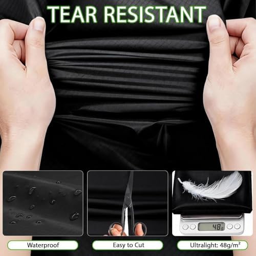 9KM DWLIFE Fabric, White Waterproof Ripstop Nylon Fabric 40D, 60x39 Inches, Lightweight, PU Coating, Airtight Fabric for Kite, Tent, Flag, Bag, Tarp Cover, DIY Project