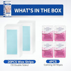 Beauty7 Men Wax Strips for Body, Ready to Use Waxing Strips, Facial Hair Removal Wax, Legs Arms Chest At Home Waxing Kit, 20 Waxing Strip 4 Calming Oil Wipes