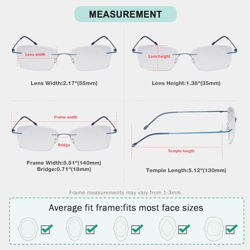 Eyekepper Ladies Frameless Reading Glasses - Lightweight Rimless Readers for Women