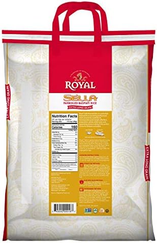 Royal Chef's Secret Sella Basmati Rice - Authentic Extra Long Grain Parboiled White Rice, 20 lb