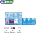 EZY DOSE Weekly (7-Day) Daily Pill Case, Medicine Planner, Vitamin Organizer, Supplement Container Box, Small Compartments, Travel Friendly and Convenient, Color May Vary (Randomly Selected), BPA Free
