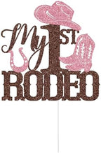 My 1st Rodeo Cake Topper, West Cowgirl 1st Birthday Cake Decor, Western Cowgirl First Birthday Baby Shower Party Decorations, Brown and Pink Glitter