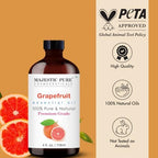 Majestic Pure Essential Oil with Glass Dropper - 100% Pure and Natural - Essential Oils for Diffuser, Aromatherapy, Soap and Candle Making, Grapefruit Essential Oil, Grapefruit Oil, 4 Fl Oz