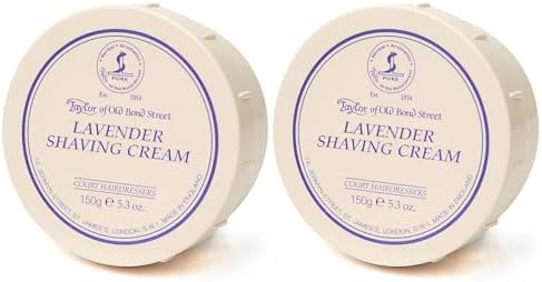 Taylor of Old Bond Street Lavender Fragrance Shaving Cream Bowl 150g (2-Pack) – Rich Lather for Traditional Shaving