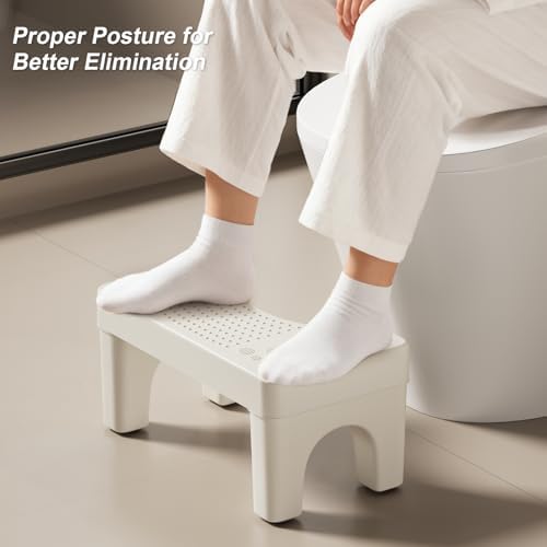 6.7 Inch Toilet Stool Squat Adult, Poop Stool for Bathroom, Non-Slip Squatting Potty, Lightweight Pooping Stools Portable for Travel, Toilet Step Stools for Adults/Kids, White
