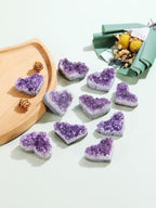 CrystalTears Amethyst Healing Crystal Geode Cluster Heart Amethyst Rock Quartz Crystals Mineral Stones Natural Raw Gemstone Specimen for Reiki Meditation Home Decor Crystal Gifts 1.57”-1.97”