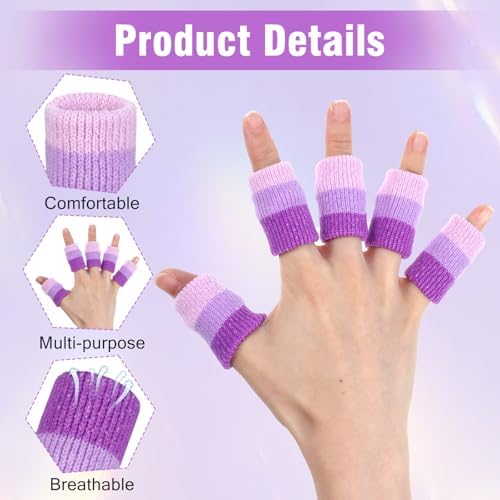 Gjinxi Crochet Finger Guard, 30 Pcs Finger Covers Finger Sleeves Protectors for Knitting, Breathable Finger Cushion Sleeve Elastic Thumb Brace Support for Writing