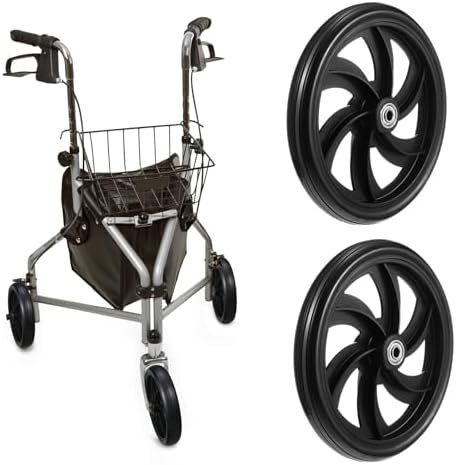 2 Sets Replacement Wheelchair Wheels for Walkers 7.5 Inch Wheelchair Front Wheels Anti Slip Walker Rubber Replacement for Stroller Casters Rollers Accessories