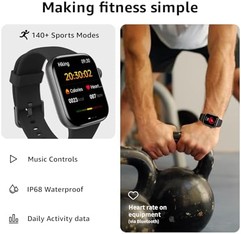 Smart Watch for Men Women Answer/Make Call, 1.85" Smartwatch, Fitness Watch with Heart Rate Blood Pressure Sleep Monitor, 140+Sports, IP68 Waterproof Step Counter Watch Compatible with Android IOS