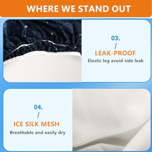 WEEOATAR Unisex Reusable Adult Cloth Diaper,Washable Swim Nappies,Adjustable Incontinence Pocket Diaper with Snaps,Underwear for Seniors,Disability,Postpartum(Dinosaur,XXL)