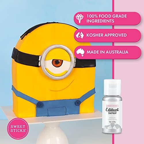 Sweet Sticks Edible Art Decorative Cake Paint 0.5 Ounce (15 Milliliters), Metallic Light Silver