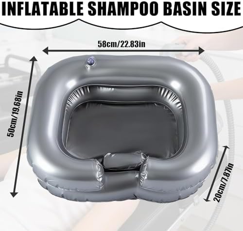 Inflatable Shampoo Basin, Portable Inflatable Hair Washing Basin, Shampoo Bowl with Neck Support and Drain Hose for The Elderly, Disabled, Pregnant Women, Injured People, Hair Wash Tub for Dreads