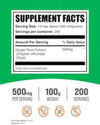 BulkSupplements.com Ginger Root Extract Powder - Ginger Supplement, Ginger Root Powder - Herbal Supplement, Gluten Free, 500mg per Serving, 100g (3.5 oz) (Pack of 1)