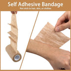 BEVTEE Self Adhesive Bandage Wrap 6 Pack, 4" X 5 Yards Elastic Coban Wrap, Compression Non-Woven Sports Athletic Tape for Wrist, Ankle, Hand, Leg, Swelling, Vet, Grip Tape