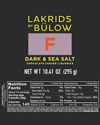 LAKRIDS BY BÜLOW - F - Dark & Sea Salt - 10.4 Ounce (Pack of 1) - Chocolate Coated Gourmet Licorice - Authentic Scandinavian Candy Produced in Denmark