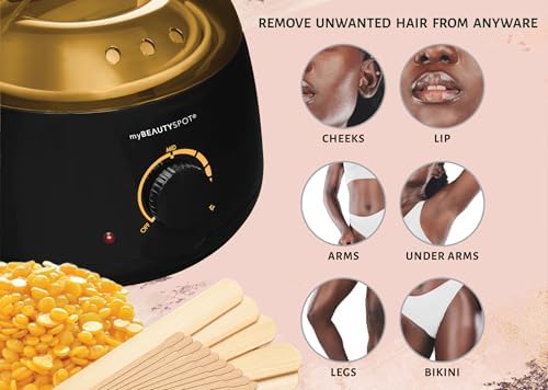 My Beauty Spot Wax Machine & Wax Kit for Women - At-Home Hair Removal Waxing Kit - Full Body Bikini Brazilian - Painless Wax Warmer Melter with Exfoliating Honey Wax Beads