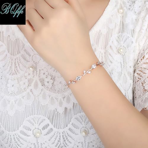 18k Yellow Gold-Plated Sterling Silver Diamond Accent Two-Tone Gemstone Tennis Bracelet Diamond Bangle Bracelet Rose Gold