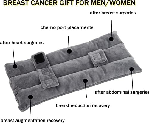 Seat Belt Pillow for Mastectomy Post-Surgery, Heart Surgery Recovery Support Cushion for Chest Chemo Port Pacemaker Bypass Hysterectomy Recovery Pillow (Gray)