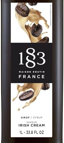 1883 Irish Cream Syrup for Drinks, 1 Liter Plastic Bottle