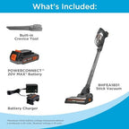 BLACK+DECKER POWERSERIES 20V MAX Cordless Stick Vacuum Cleaner, Household Vacuum Cleaners for Hardwood Floors and Carpet, LED Lights, Detachable, Anti-Tangle, Lightweight, Bagless (BHFEA18D1)
