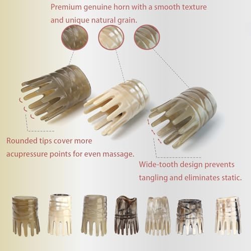 Head Spa Comb – Wide Tooth Natural Horn Comb for Scalp & Hair Care, Ox Horn Scalp Massage Comb, Gua Sha Comb for Relaxation, Exfoliating Shampoo Brush & Hair Growth Tool